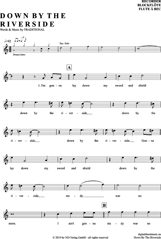 Product gallery: Page 1 of 4 Down By The Riverside , , (recorder)