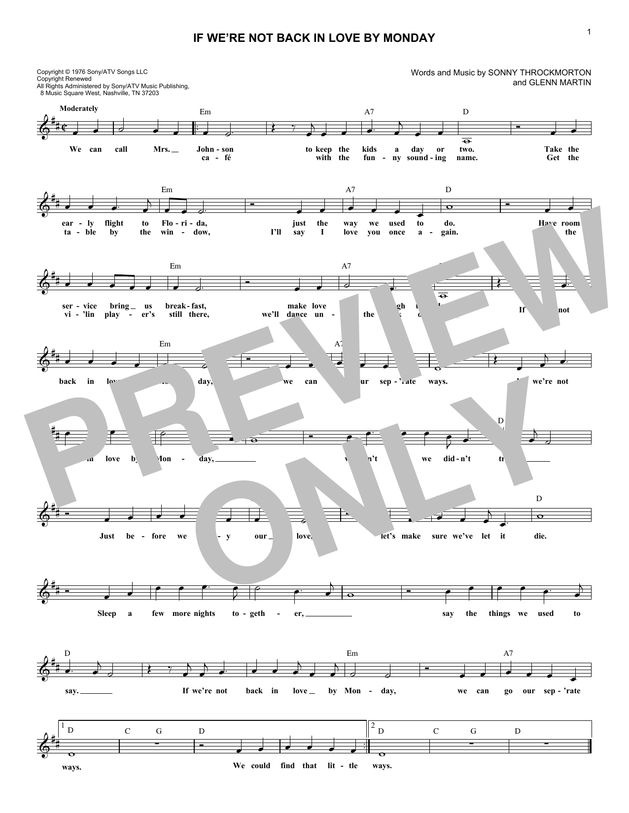 Produktbild zu: If We're Not Back In Love By Monday