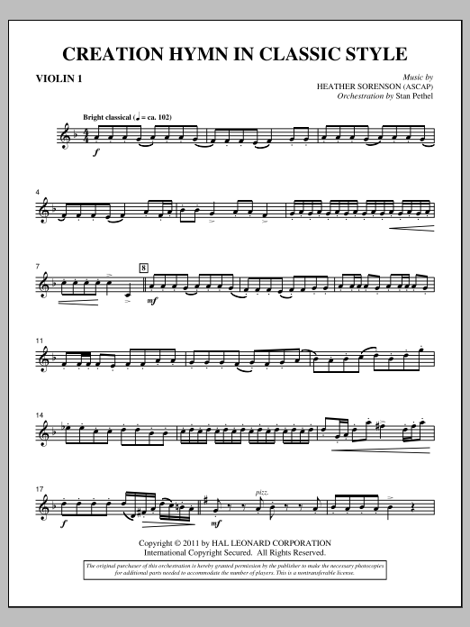 Product picture to: Creation Hymn In Classic Style - Violin 1