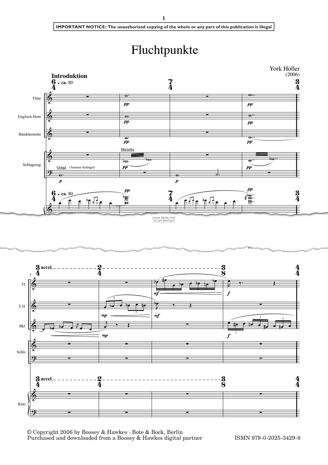 Produktgalerie: Seite 1 von 1 Fluchtpunkte, York Höller, Flöte, Horn, Klarinette, Klavier, Percussion