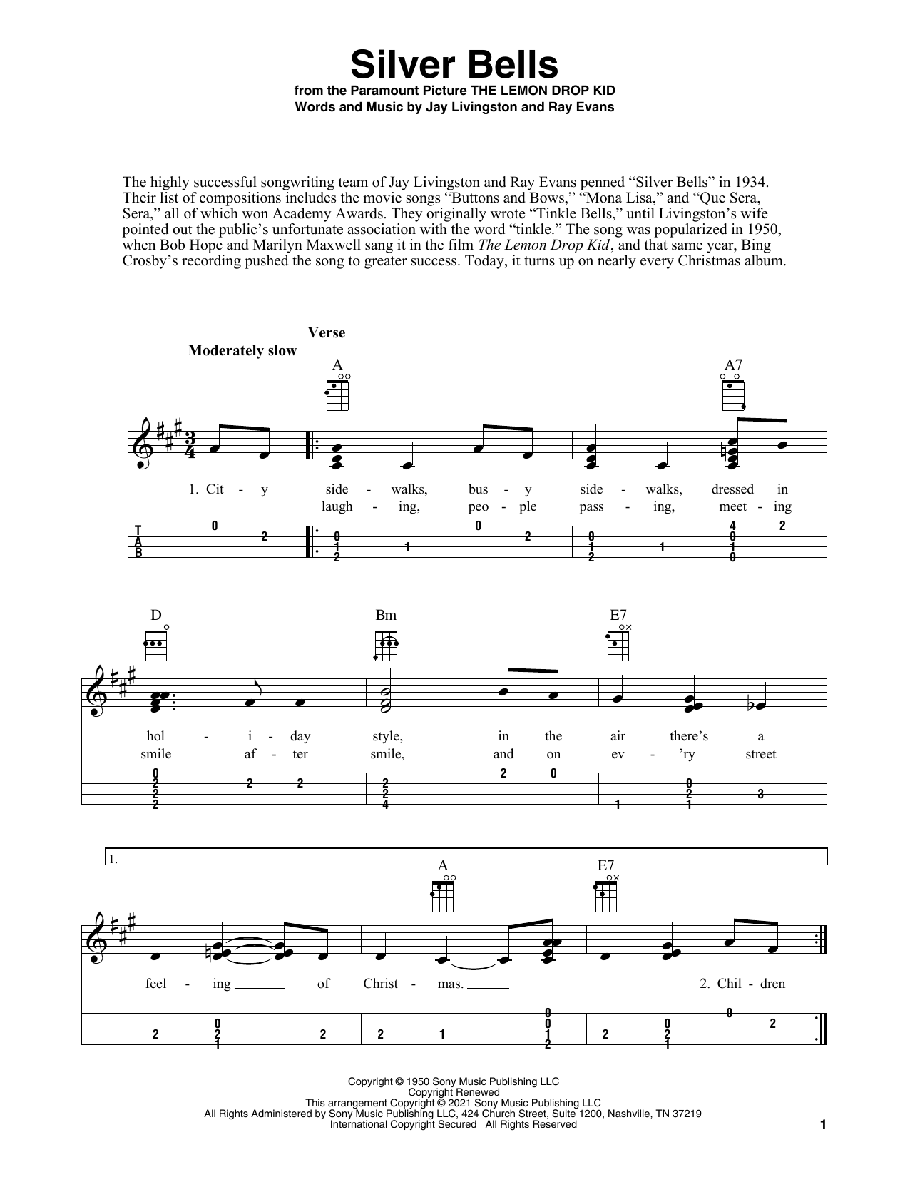 Product gallery: Page 1 of 1 Silver Bells (arr. Fred Sokolow), Jay Livingston