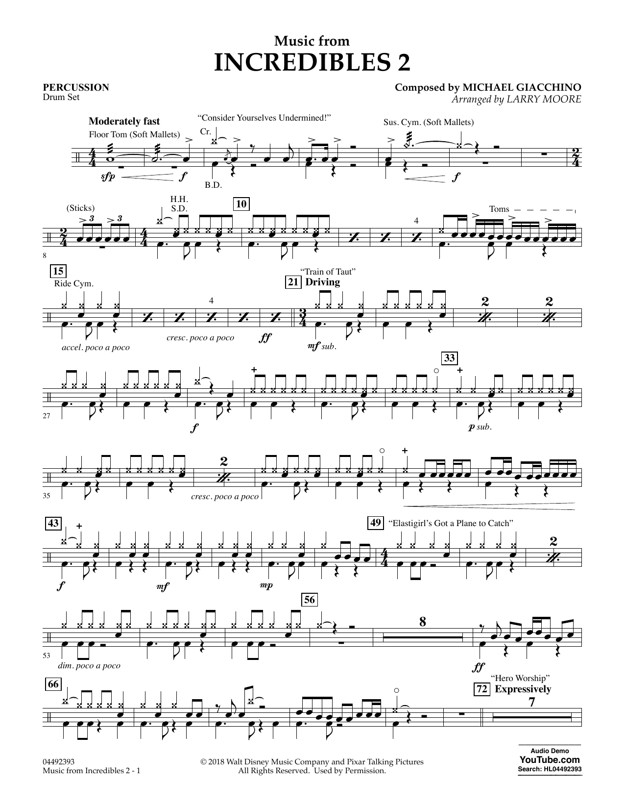 Product gallery: Page 1 of 1 Music from Incredibles 2 (arr. Larry Moore) - Percussion, 