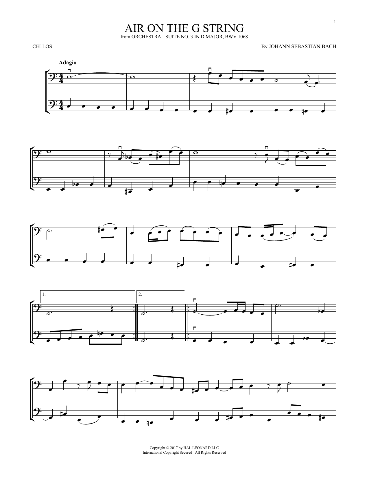 Produktgalerie: Seite 1 von 1 Air (Air On The G String), Johann Sebastian Bach, Violoncello