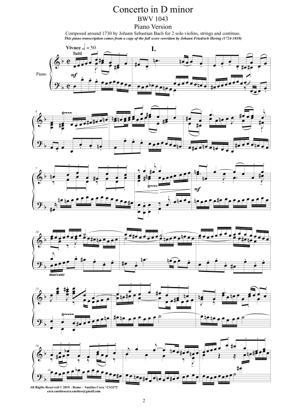 Produktbild zu: Piano Concerto in D-Moll BWV 1043Johann Sebastian Bach