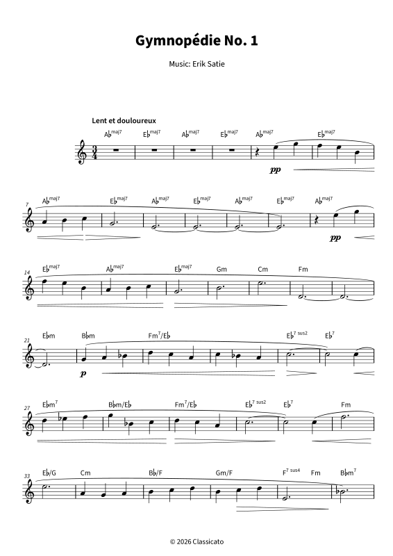 Product picture to: Gymnopédie No. 1 - Simplified VersionErik Satie