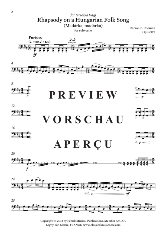Produktgalerie: Seite 3 von 6 Rhapsody on a Hungarian Folksong , , (Violoncello Solo)