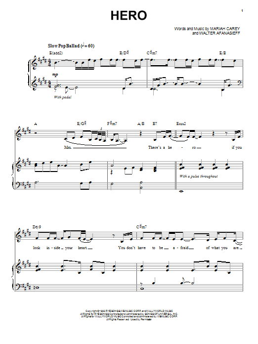 Produktgalerie: Seite 1 von 1 Hero, Mariah Carey, Gesang, Gitarre, Klavier
