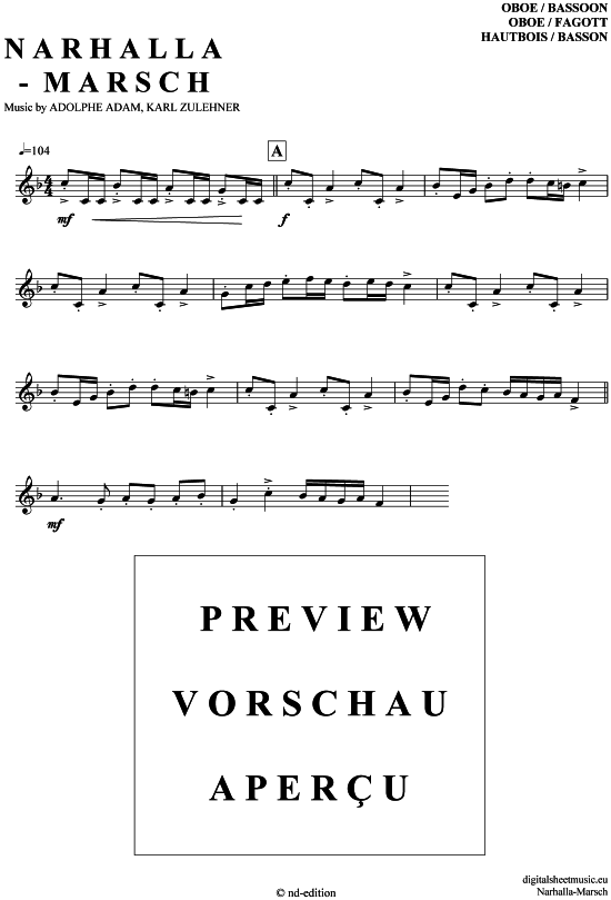 Produktgalerie: Seite 1 von 3 Narhalla-Marsch , Karneval-Fasching, (Oboe / Fagott)