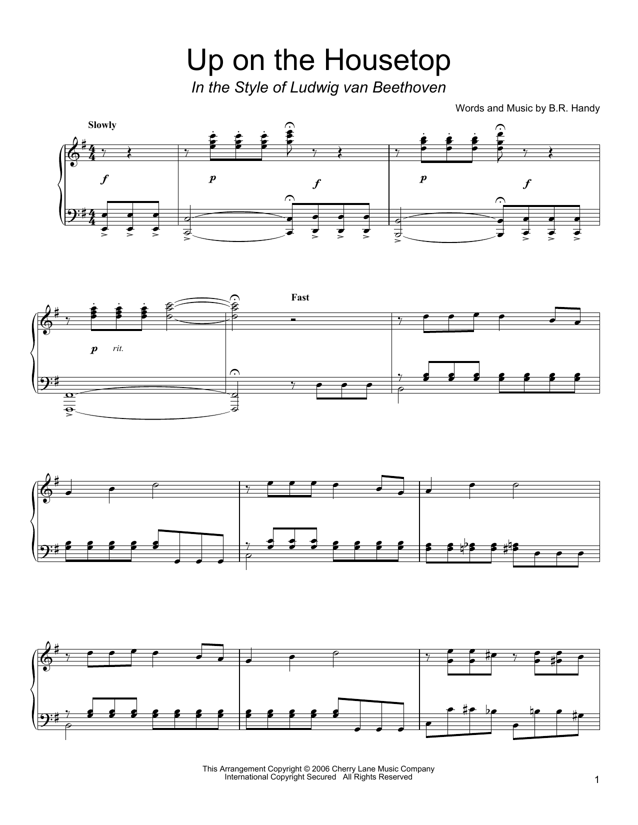 Product picture to: Up On The Housetop (in the style of Ludwig van Beethoven) (arr. David Pearl)