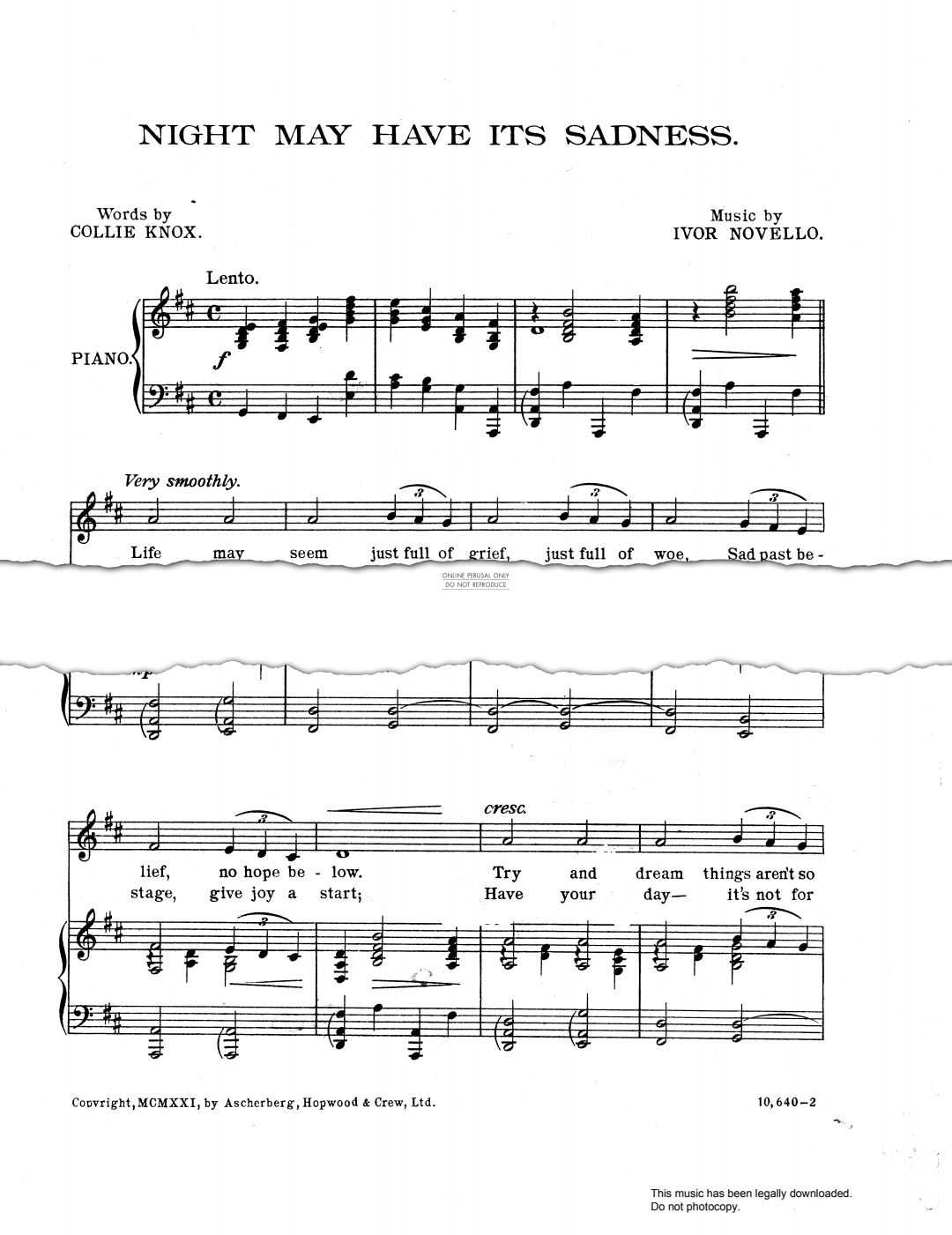 Produktbild zu: Night May Have It's Sadness (from 'Charlot's Revue')