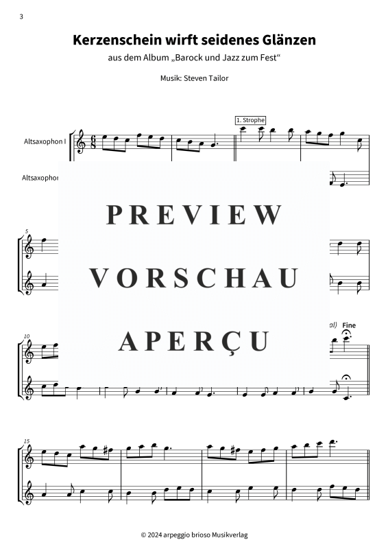 Product gallery: Page 5 of 8 Kerzenschein wirft seidenes Glänzen - aus dem Album Barock und Jazz zum Fest, , (alto saxophone duet)