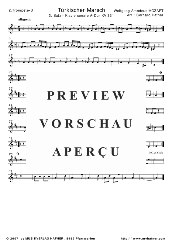 Produktgalerie: Seite 9 von 11 Türkischer Marsch, , (Blechbläser Quintett)