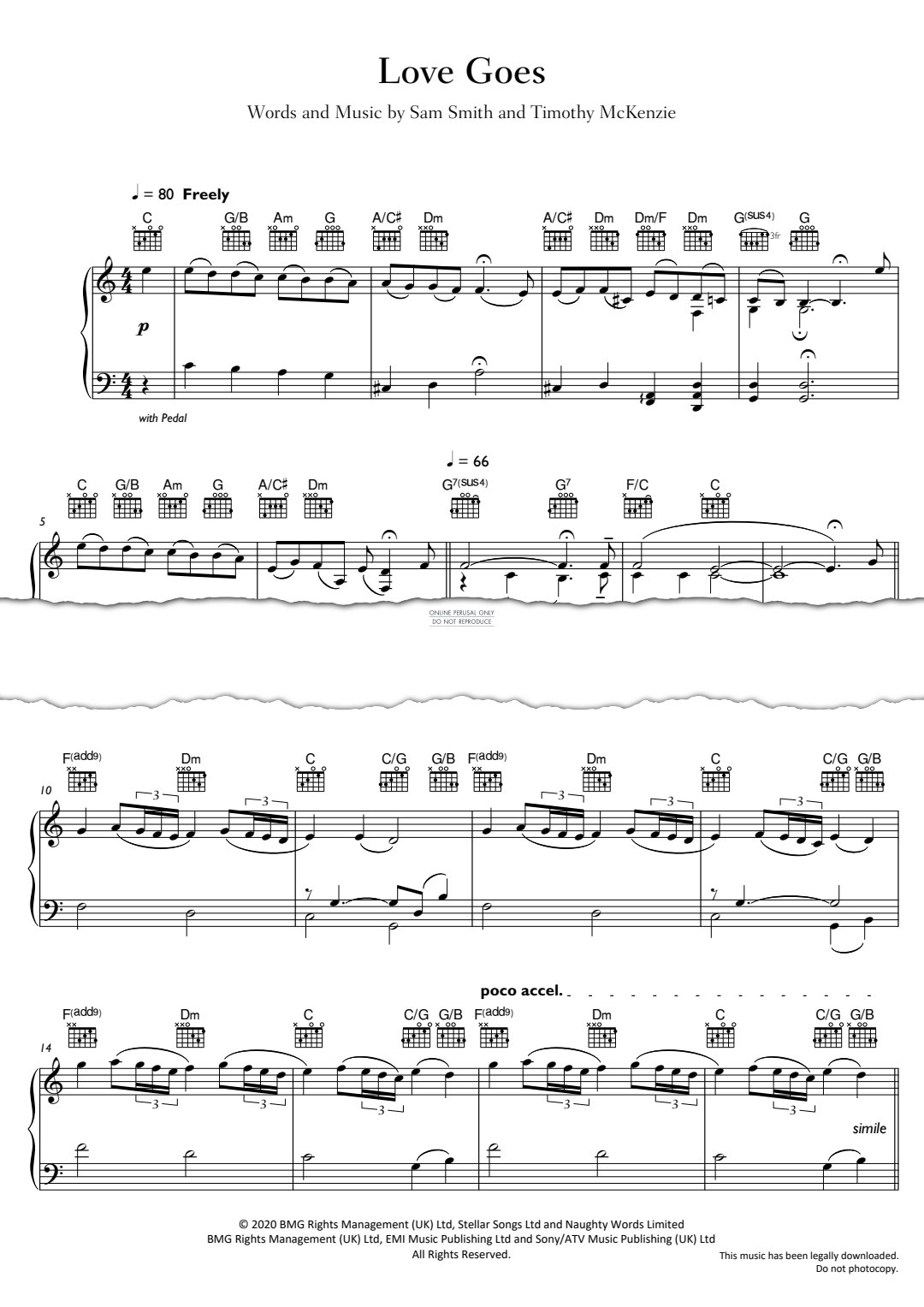 Produktgalerie: Seite 1 von 1 Love Goes, Sam Smith, Gesang, Gitarre, Klavier