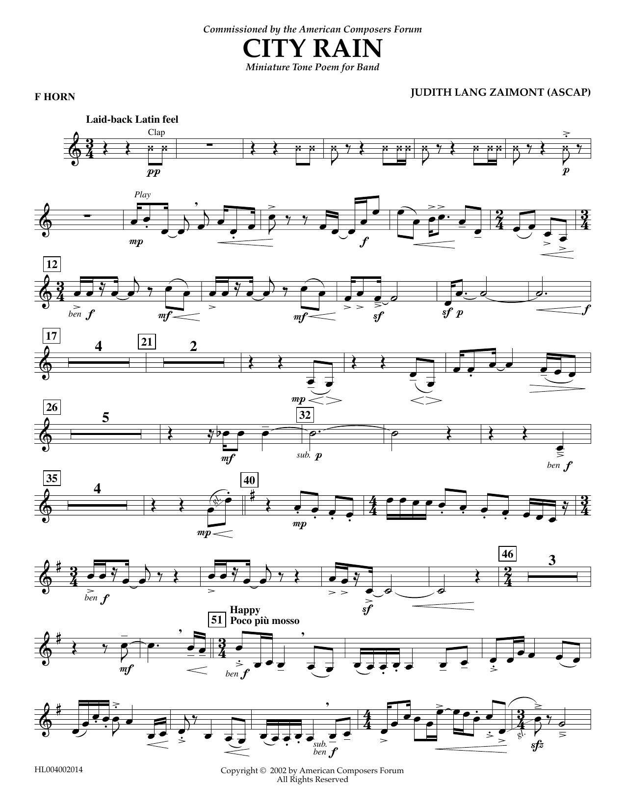 Produktbild zu: City Rain - F Horn