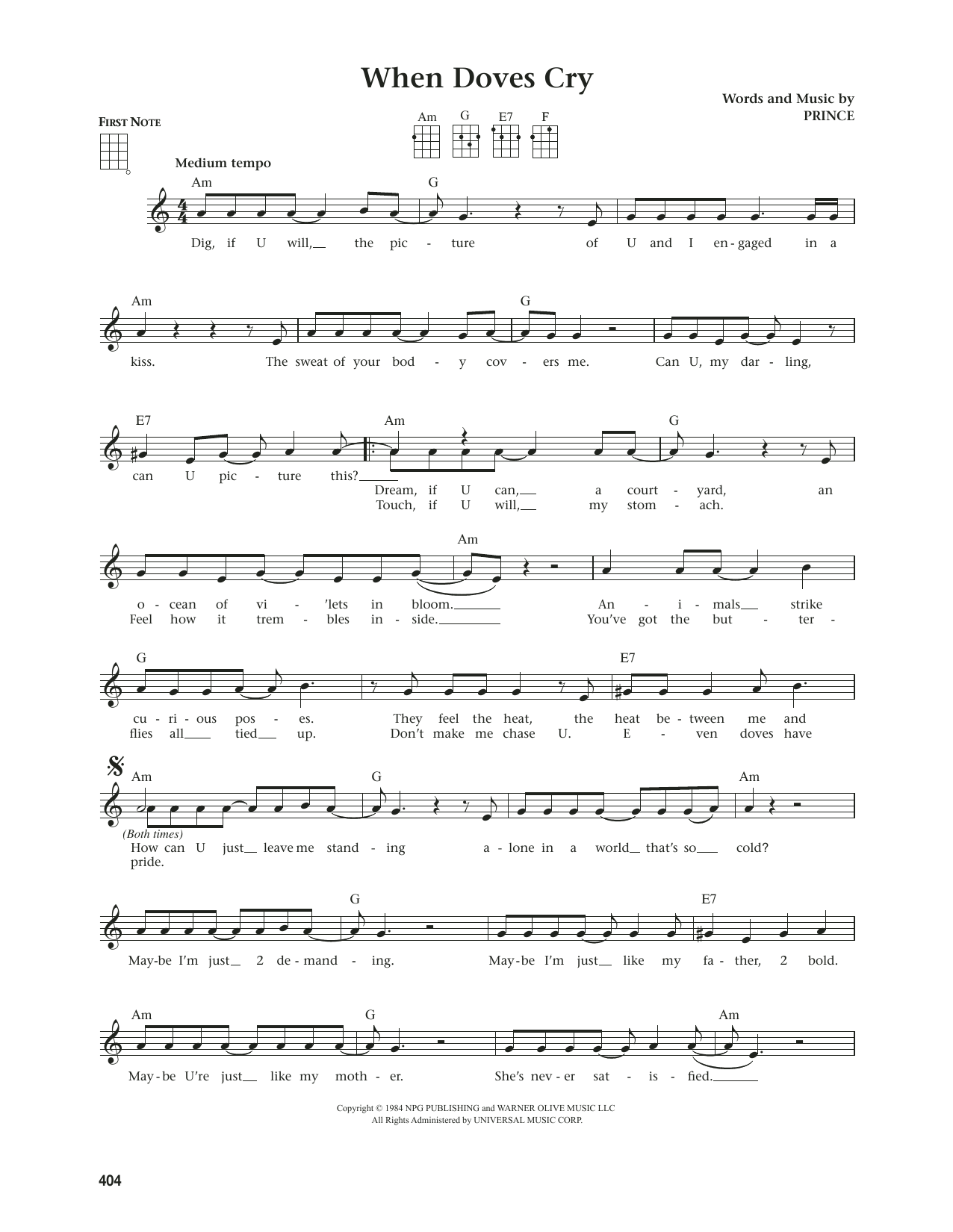 Product gallery: Page 1 of 1 When Doves Cry (from The Daily Ukulele) (arr. Jim Beloff), Prince