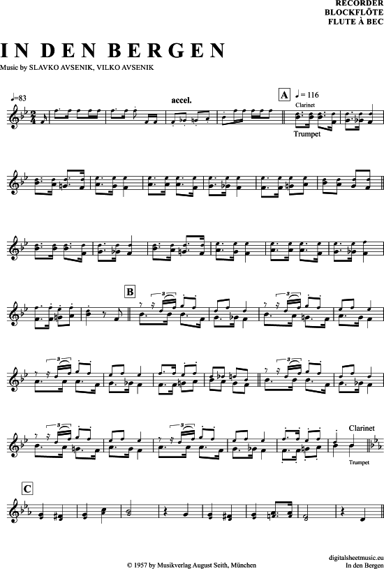 Product gallery: Page 1 of 4 In Den Bergen , Avsenik, Slavko, (recorder)