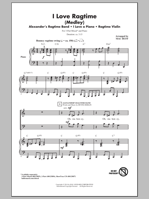 Product picture to: I Love Ragtime (Medley)