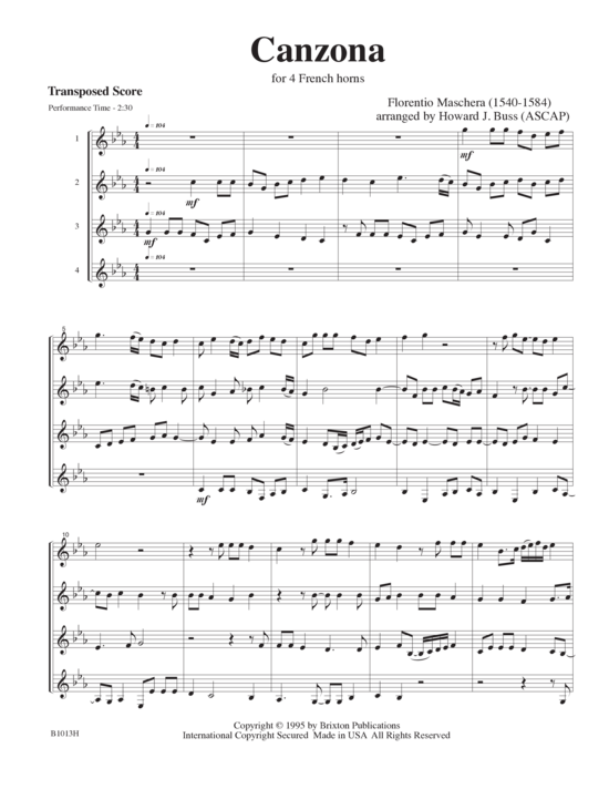 Product picture to: Canzona Florentio Maschera