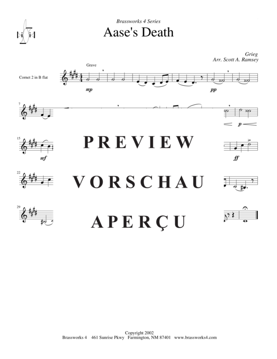 Produktgalerie: Seite 5 von 7 Aase´s Death, , (2xTrompete in B, Horn in F, Posaune)