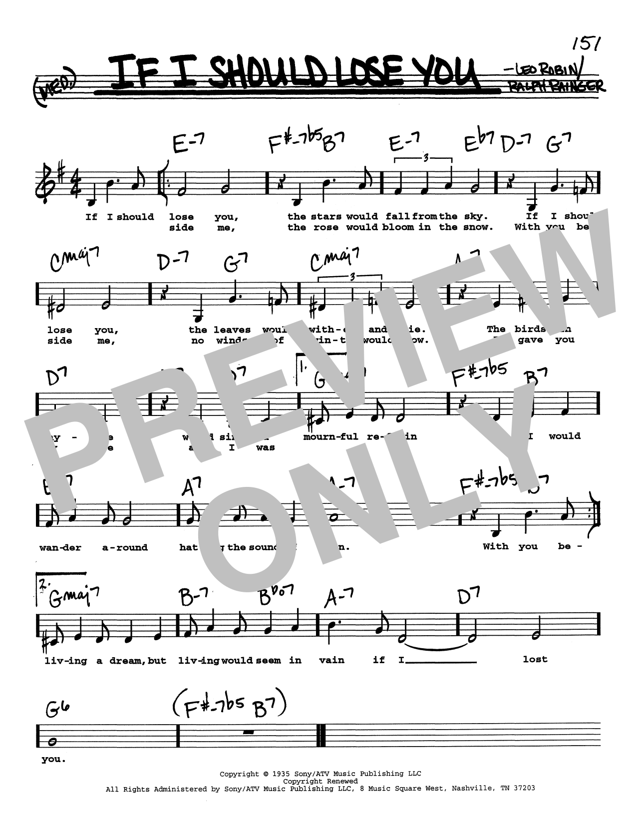 Produktbild zu: If I Should Lose You (Low Voice)
