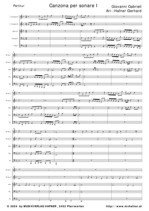 Produktgalerie: Seite 1 von 11 Canzona per sonare I, , (Blechbläser Quintett)