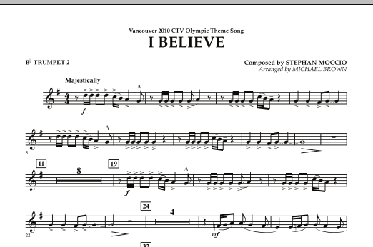 Produktbild zu: I Believe (Vancouver 2010 CTV Olympic Theme Song) - Bb Trumpet 2