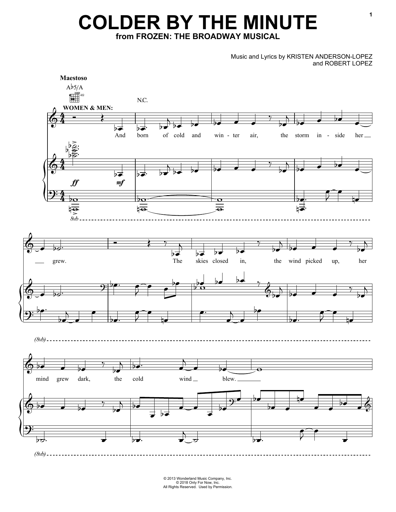 Produktbild zu: Colder By The Minute (from Frozen: The Broadway Musical)
