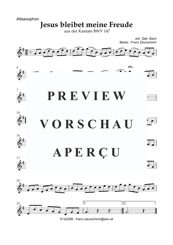 Produktgalerie: Seite 5 von 8 Jesus bleibet meine Freude, , Alt Saxophon und Orgel