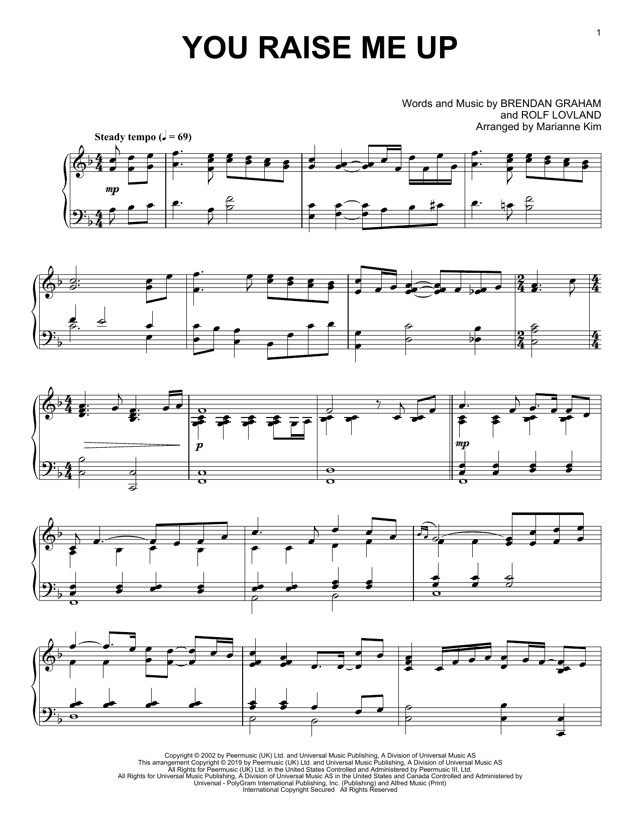Produktgalerie: Seite 1 von 1 You Raise Me Up (arr. Marianne Kim), Josh Groban, Klavier