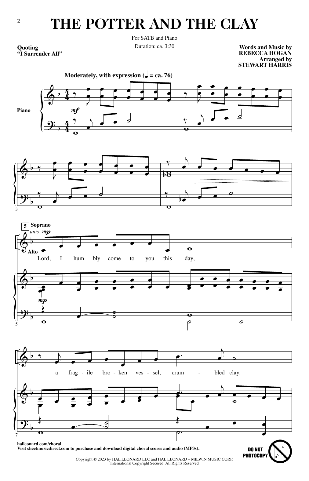 Produktbild zu: The Potter And The Clay (arr. Stewart Harris)