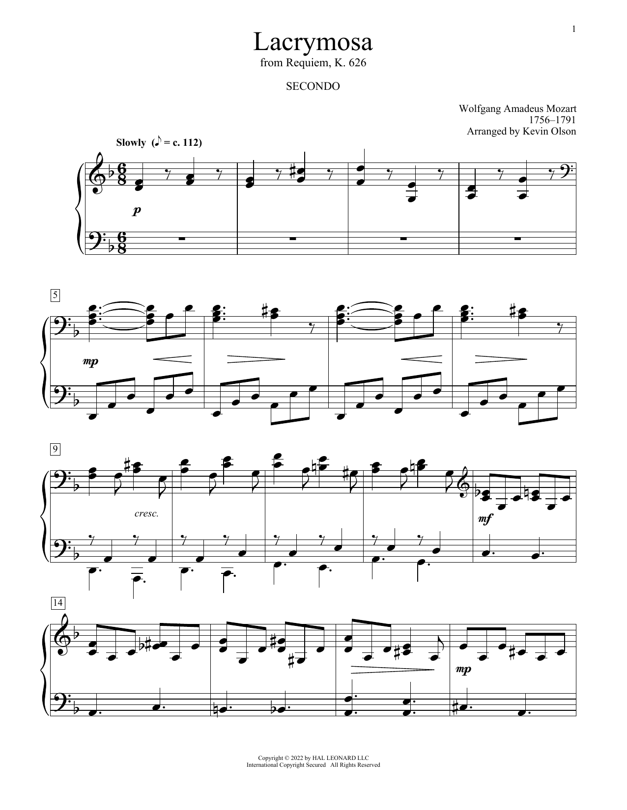 Produktbild zu: Lacrymosa (arr. Kevin Olson)