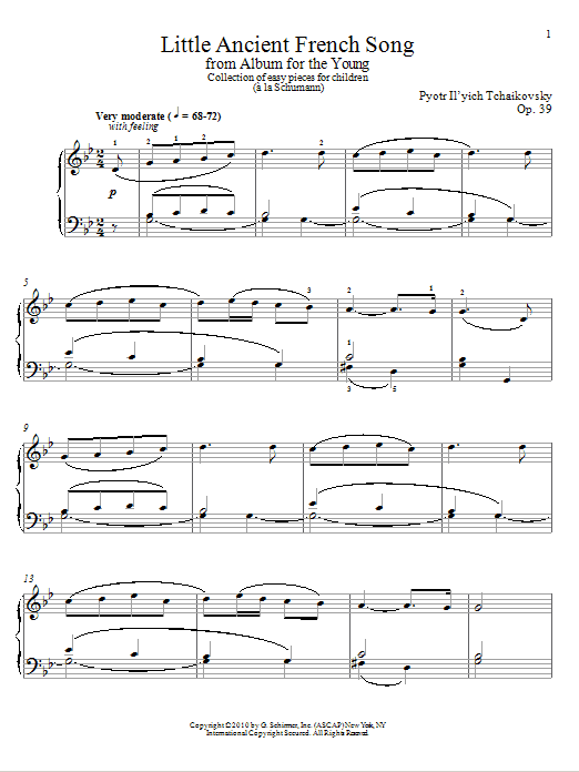 Product gallery: Page 1 of 1 Little Ancient French Song, Pyotr Il'yich Tchaikovsky