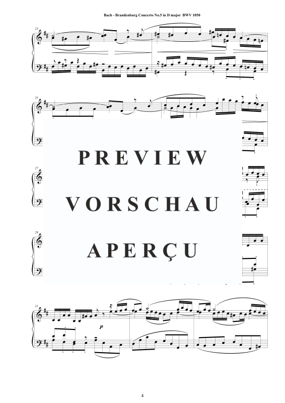 Product gallery: Page 5 of 11 Brandenburg Concerto No. 5 in D major BWV 1050, , Solo Piano