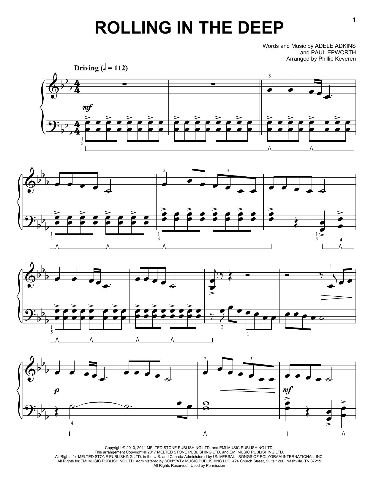 Product picture to: Rolling In The Deep [Classical version] (arr. Phillip Keveren)