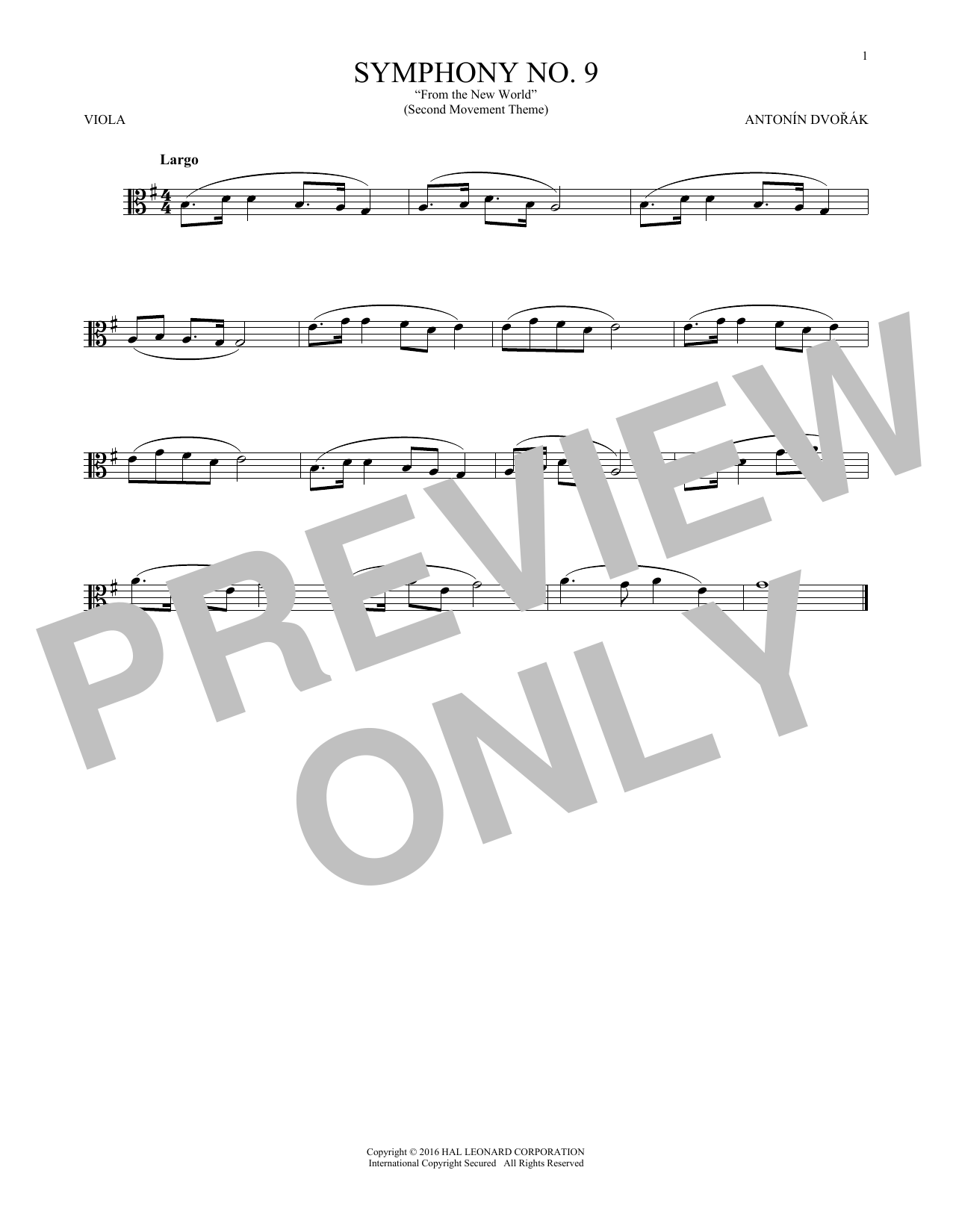 Product gallery: Page 1 of 1 Largo From Symphony No. 9 ("New World"), Antonín Dvorák