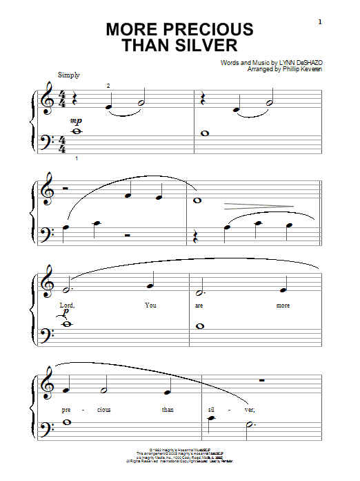 Produktgalerie: Seite 1 von 1 More Precious Than Silver (arr. Phillip Keveren), Lynn DeShazo, Klavier