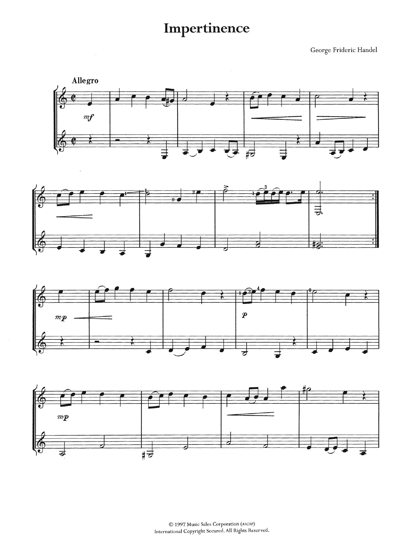 Product gallery: Page 1 of 1 Impertinence, George Frideric Handel