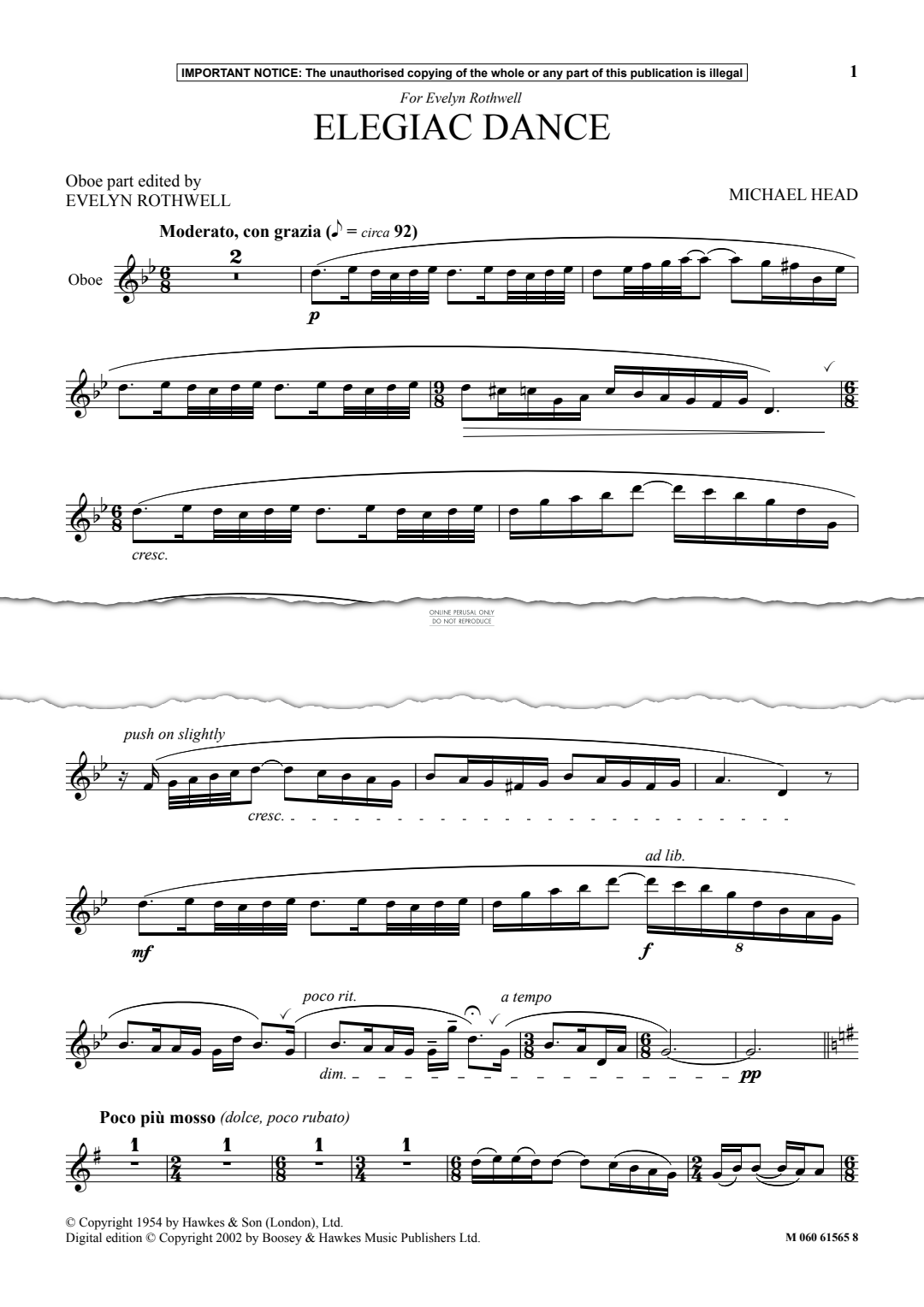 Produktgalerie: Seite 1 von 1 Elegiac Dance, Michael Head, Klavier, Oboe