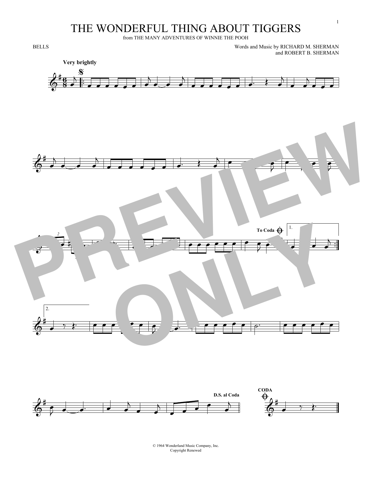 Produktgalerie: Seite 1 von 1 The Wonderful Thing About Tiggers (from The Many Adventures Of Winnie The Pooh), Sherman Brothers, Percussion