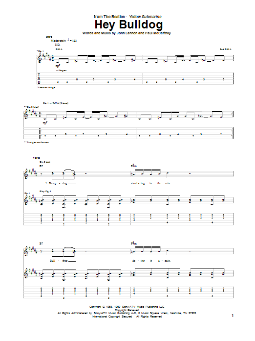 Produktgalerie: Seite 1 von 1 Hey Bulldog, The Beatles, Gitarre