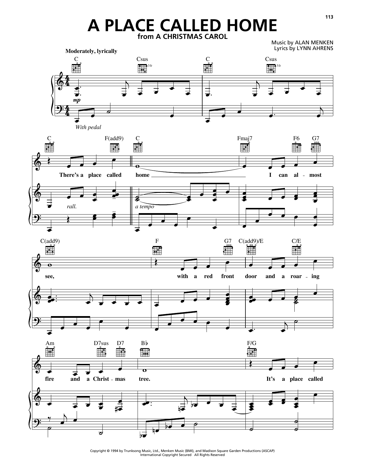 Product gallery: Page 1 of 1 A Place Called Home (from A Christmas Carol), Alan Menken & Lynn Ahrens