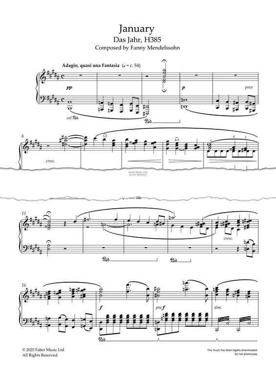 Produktgalerie: Seite 1 von 1 January (Das Jahr, H385), Fanny Mendelssohn, Klavier