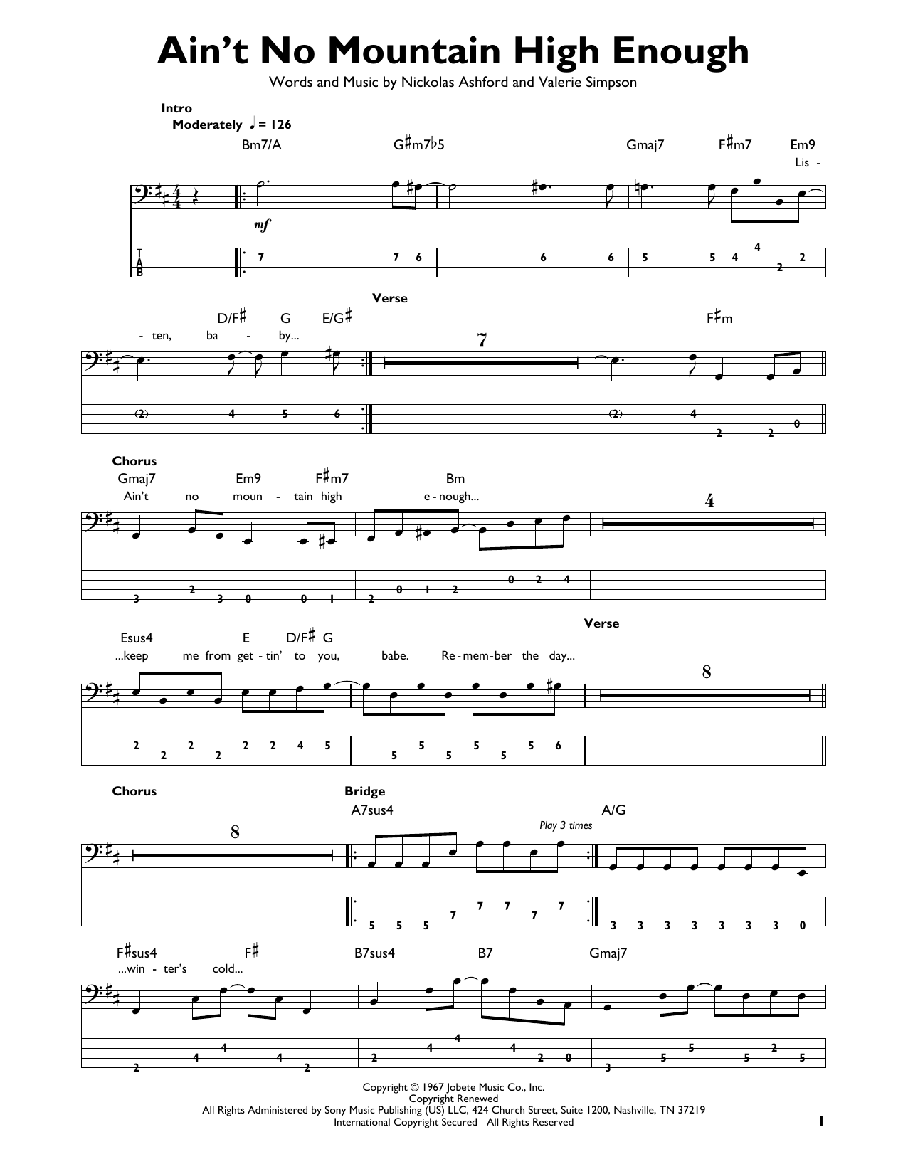 Produktgalerie: Seite 1 von 1 Ain't No Mountain High Enough, Marvin Gaye & Tammi Terrell, E-Bass, Gitarre