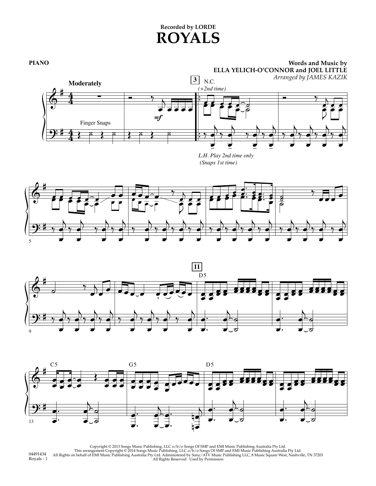 Produktbild zu: Royals - Piano