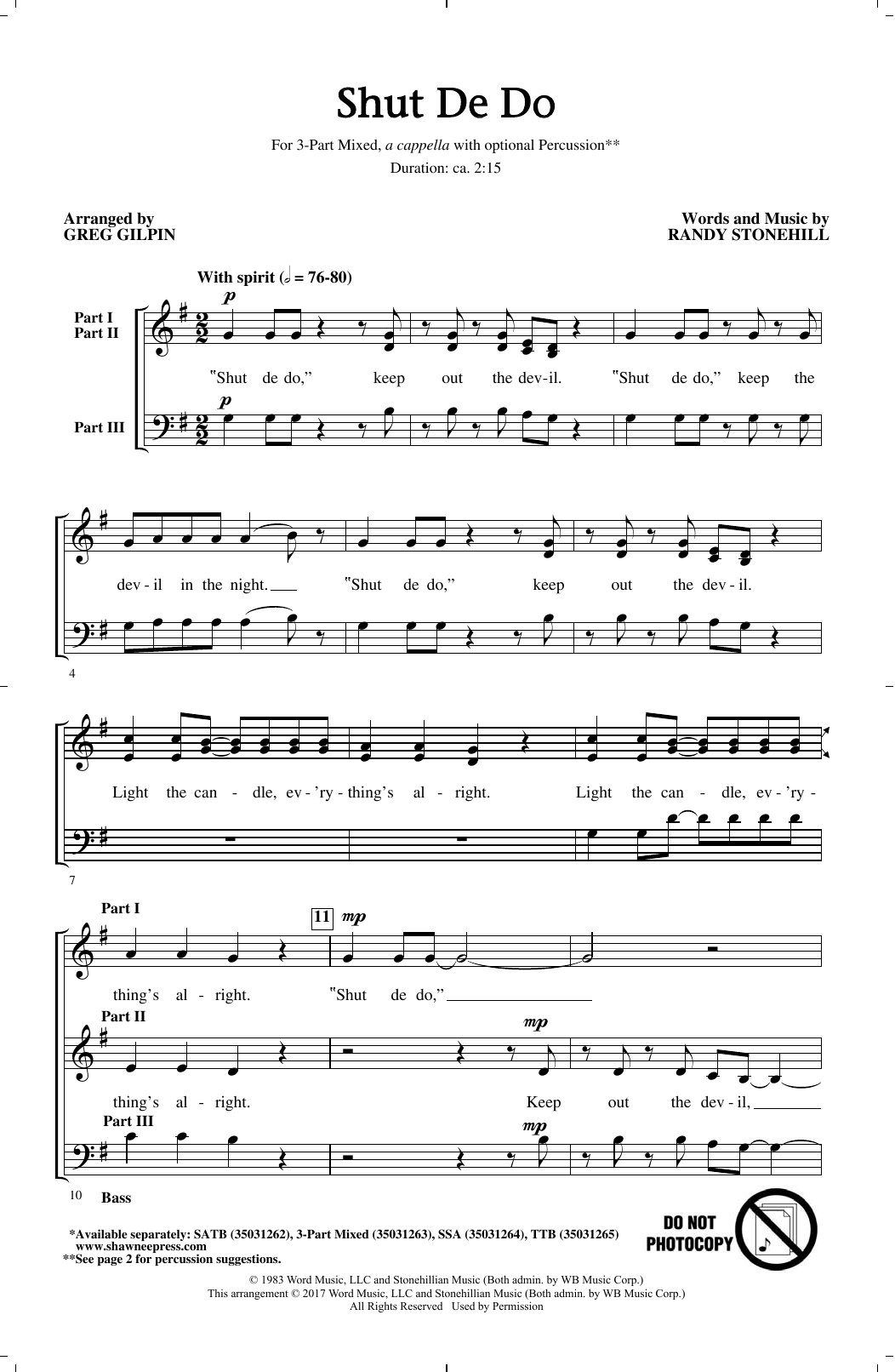 Product picture to: Shut de Do (arr. Greg Gilpin)