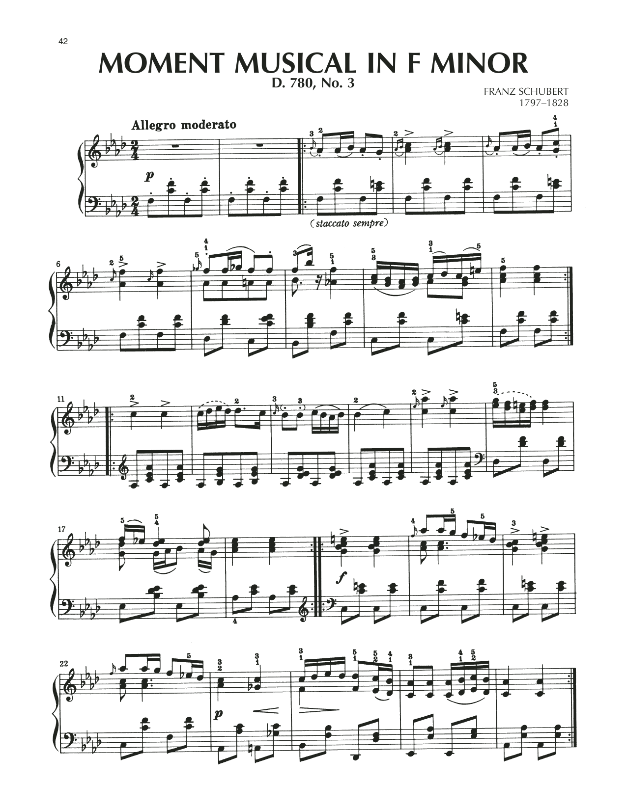 Product gallery: Page 1 of 1 Moment Musical In F Minor, Op. 94, No. 3, Franz Schubert