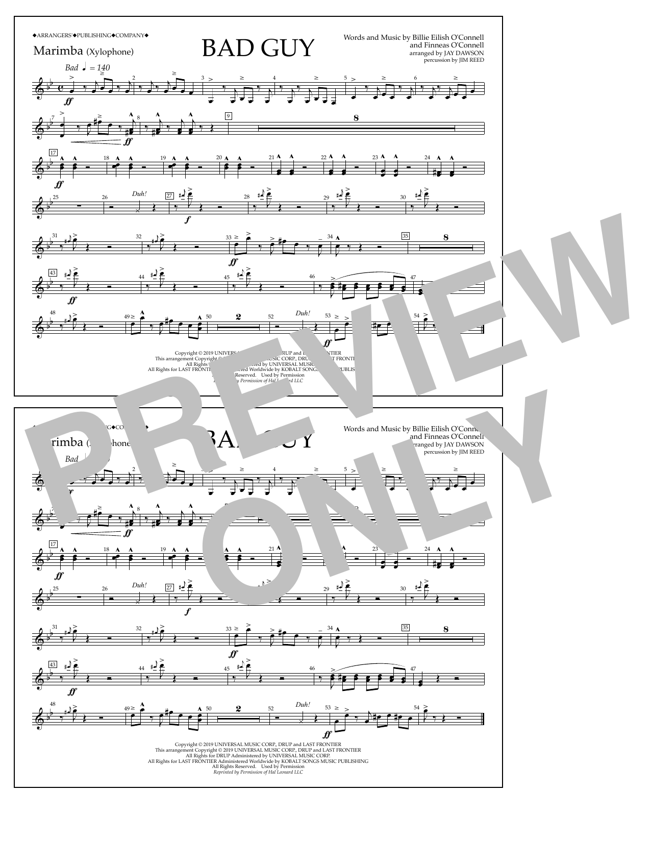 Produktbild zu: Bad Guy (arr. Jay Dawson) - Marimba