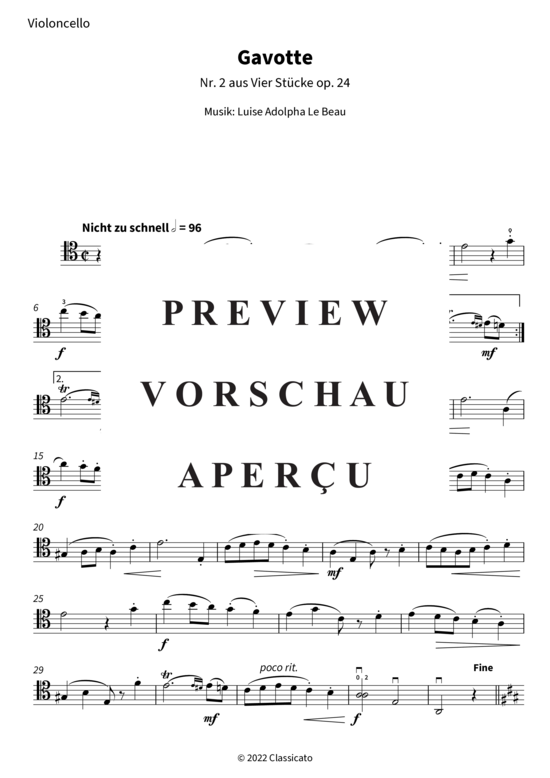 Product gallery: Page 8 of 9 Gavotte - Nr. 2 aus Vier Stücke op. 24 , , (Cello + Klavier)