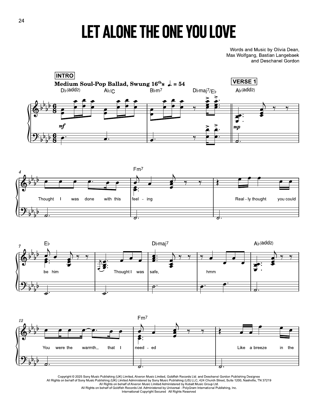 Product gallery: Page 1 of 1 Let Alone The One You Love, Olivia Dean