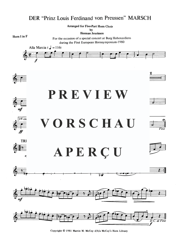 Product gallery: Page 7 of 11 Der "Prinz Louis Ferdinand von Preussen" Marsch, , Horn Quintet